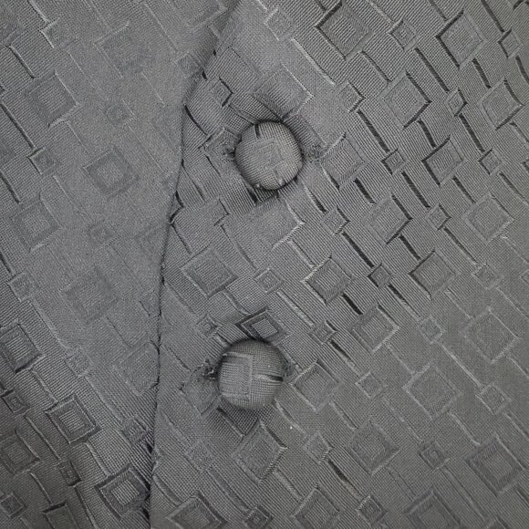 Pronto Uomo Suit Vest Mens Large Black Shinny Square Pattern Textured Geometric - Picture 4 of 12